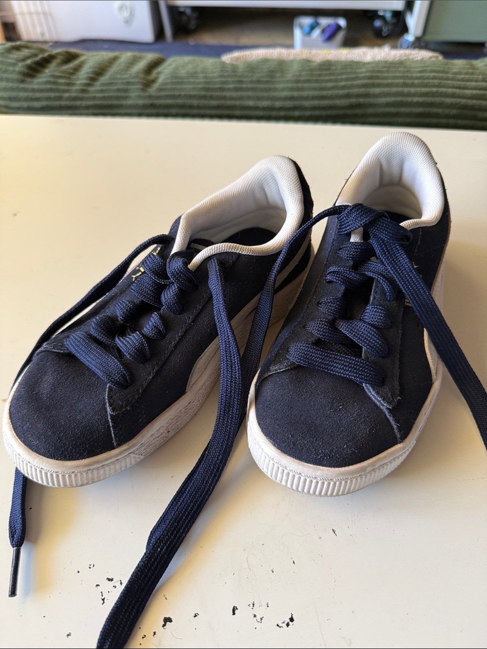 Puma Kids Navy and White Low-Top Sneakers